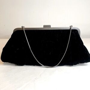 Vintage Holiday Black Velvet Clutch Purse